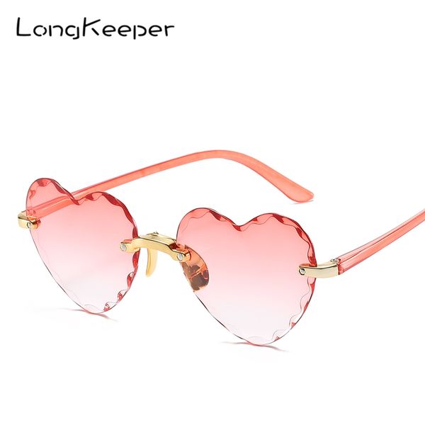 

women rimless sunglasses fashion brand heart shaped sun glasses for female vintage cute gradient shades eyeglasses uv400 okulary, White;black