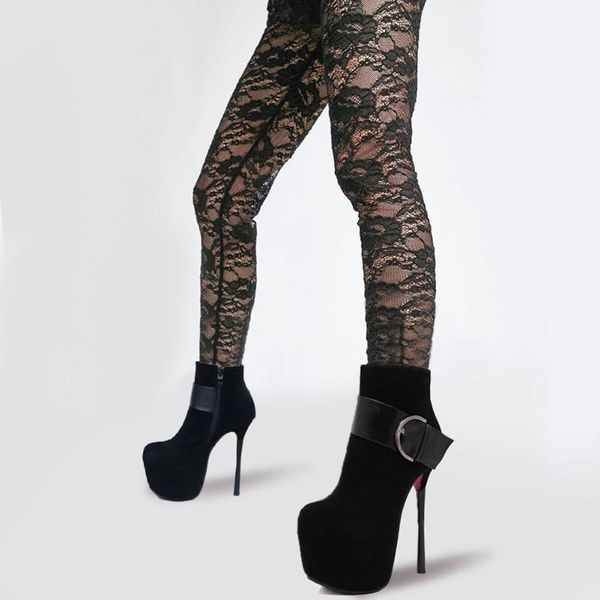 

boots karin brand 2021 fetish heels sm 16cm extreme high platform winter party nightclub ankle shoes women, Black