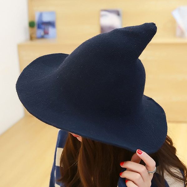 

maxsiti u along the sheep wool cap knitting fisherman hat qiu dong female fashion witch pointed basin bucket hat accessories, Blue;gray