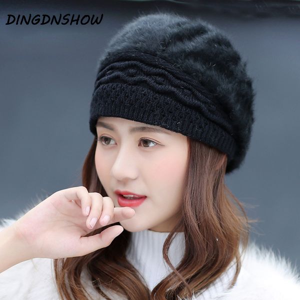 

dingdnshow] beanies hat winter lovely cotton knitted hat women bonnet wave hollow out 2020 skullies warm, Blue;gray