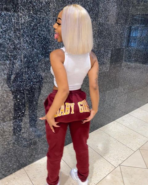 

elastic waist letters printed pencil pants leggings casual mid waist designer long women joggers sports womens pants, Black;white