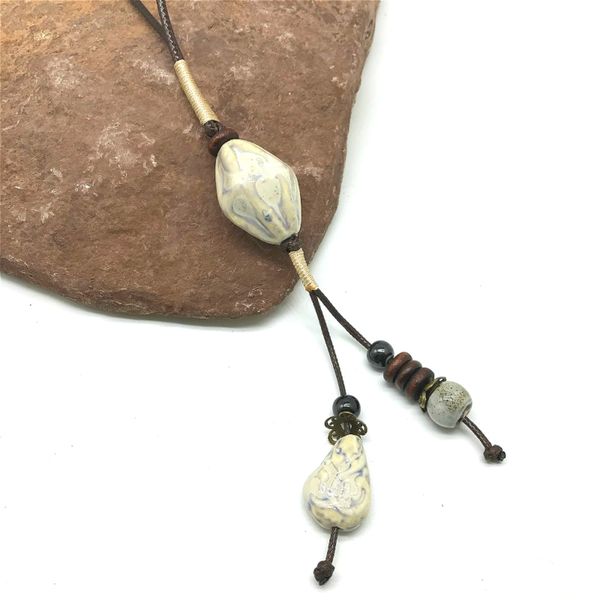 

pendant necklaces transna ceramic necklace statement folk style retro manual quality, Silver