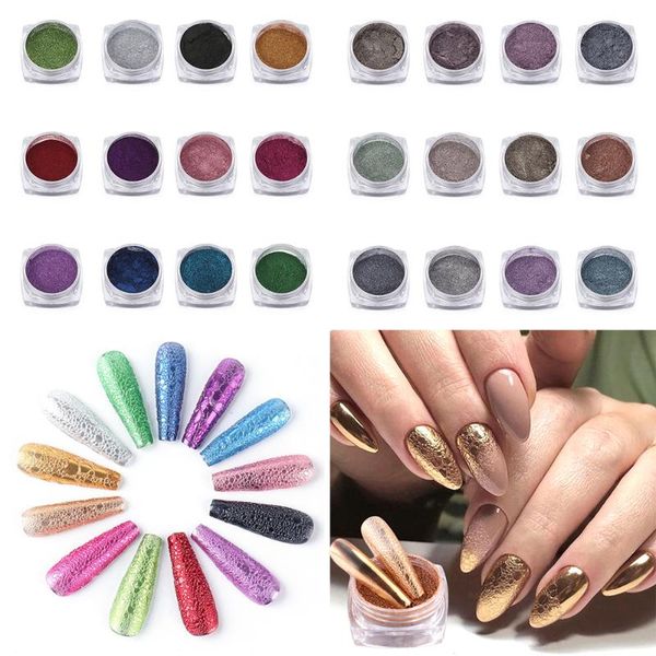 

new mirror glitter nail bubble powder chrome powder diy creative saop foam design snake nails art decoration nail accessories, Silver;gold