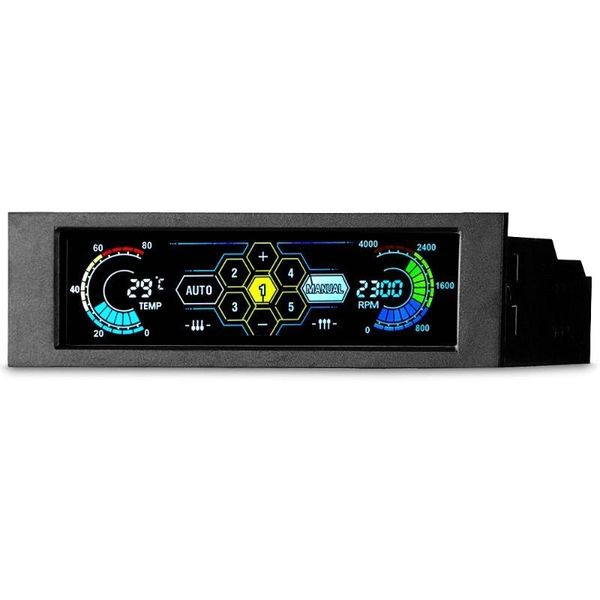 

stw 5.25 5 channel touchscreen fan controller temperature monitor automatic speed control cooler lcd front panel