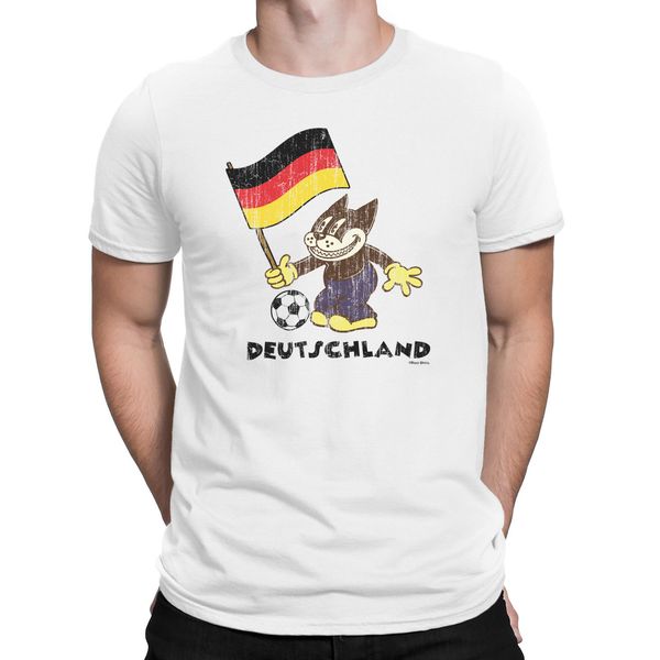 

2019 brand new men clothing fashion men's t shirts germany comic footballer cat flag t-shirt retro sporter print tee shirt homme