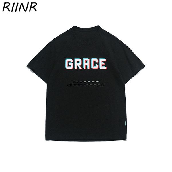 

riinr summer 2020 printed round neck short sleeve t-shirt simple couple t-shirt m-2xl