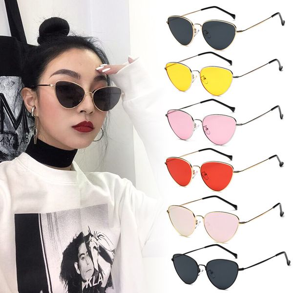 

cat's eye sunglasses dazzle colour film lens women man shaped sun glasses uv400 2020 eyewear female red sunglasses, White;black