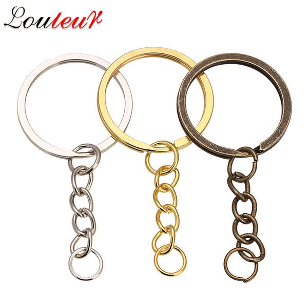 

keychains louleur 20 pcs/lot key chain ring bronze rhodium gold color 60mm long round split keyrings keychain jewelry making wholesale, Silver