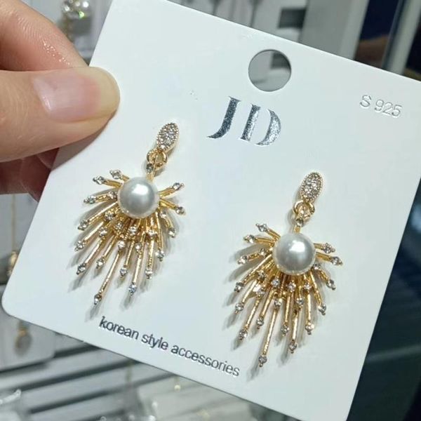 

dangle & chandelier post firework rhinestone earrings korean female, Silver