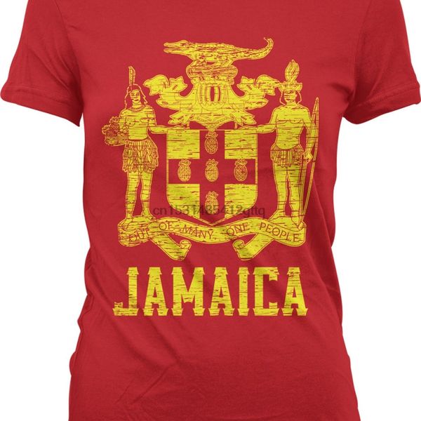 

jamaica coat of arms out of many one people pride juniors t shirt nofo_00248