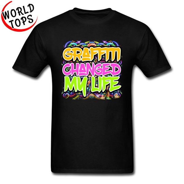 

graffiti changed my life europe tee-shirt design letter title rainbow color t shirt for men super cotton tshirt