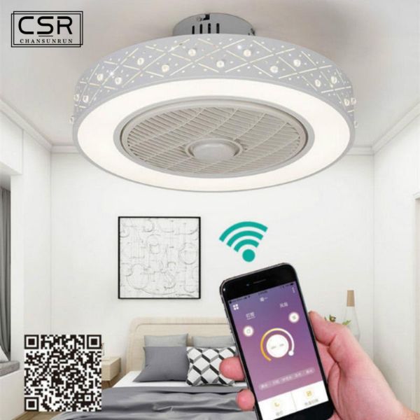 

electric fans 50cm led smart remote control ceiling fan with light suppot mobile phone app invisible home decora lighting circular round