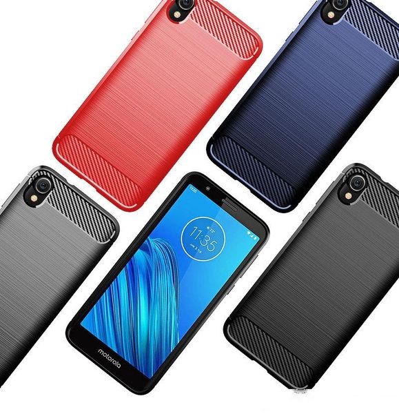 

carbon fiber texture slim armor brushed tpu case cover for motorola moto e6 play e6 plus g8 plus 350pcs