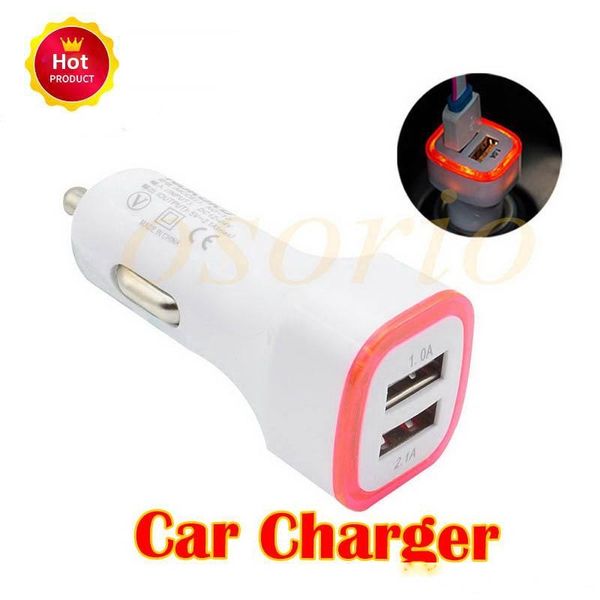 

5v 2.1a dual usb ports led light car charger adapter universal charing adapter for iphone samsung s9 s10 htc lg cell phone