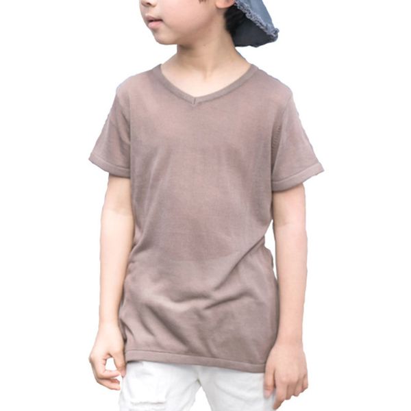

childrenice linen short sleeve summer new ultra-thin solid color knitwear base knitting, White