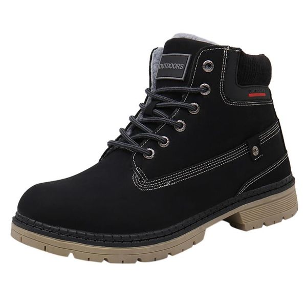 

sagace fashion winter boots men lace-up outdoor short plush sport shoes for male snow boots men keep warm mountaineering, Black