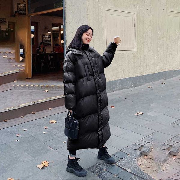 

women's down & parkas [ewq] 2021 winter jacket thick long casual fashion solid color zipper temperament women cotton clothes 3ac254, Black