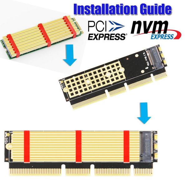 

m.2 nvme ssd ngff to pcie x16/x8/x4 adapter m key interface card support pci express 3.0 x16/x8/x4 2230-2280 size