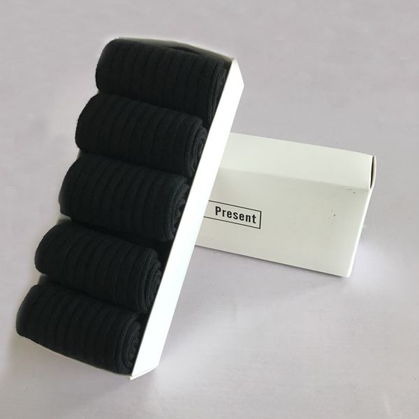 

men's socks in the tube five pairs of autumn and winter stripes cotton socks, Black