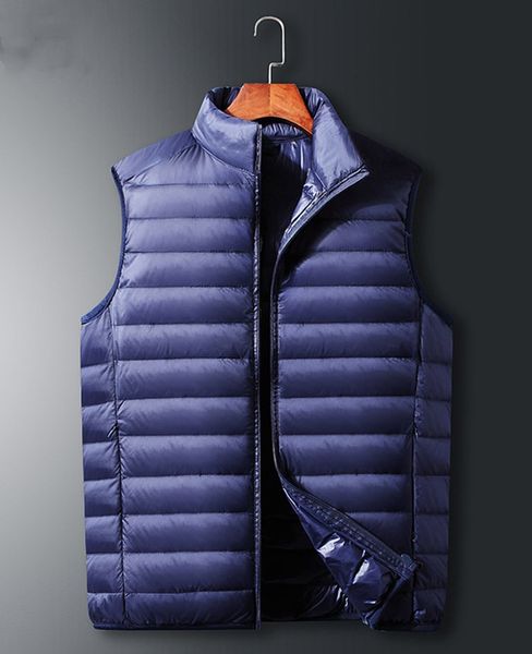 

2020 new autumn winter mens lightweight down jacket european american mens vest short wild thin winter wear lightweight stand-up collar vest, Black