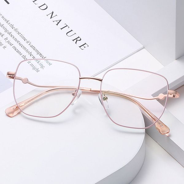 

fashion sunglasses frames retro metal glasses frame personality korean version of the trend flat mirror irregular square frame., Black