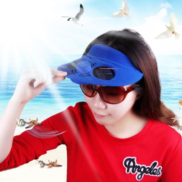 

summer empty hats with cooling fan fashion daily wide brim sports travel beach cap outdoor sun hat, Blue;gray