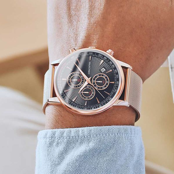 

wristwatches watch brand man watches with chronograph sport waterproof clock luxury men's analog quartz, Slivery;brown