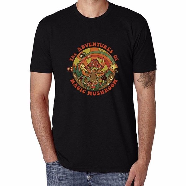 

magic mushroom printed men's t-shirts funny cotton wihte short sleeve 2019 latest o-neck sunlight men print cotton t shirts