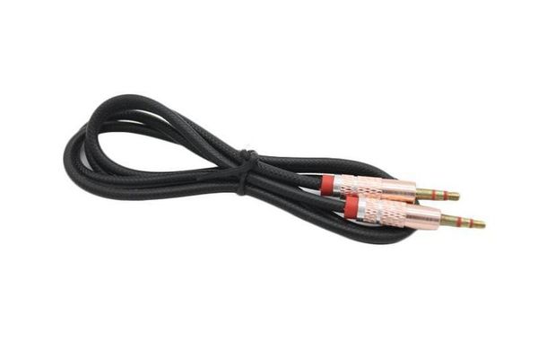 

1m/3ft 3.5mm gold-plated plug tpe embossed male to male aux audio cable cord by dhl