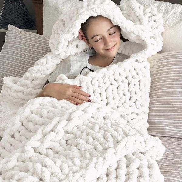 

super soft handmade coarse wool woven blanket elegant cozy with fluffy throw blanket bed sofa bedspread chenille knitted
