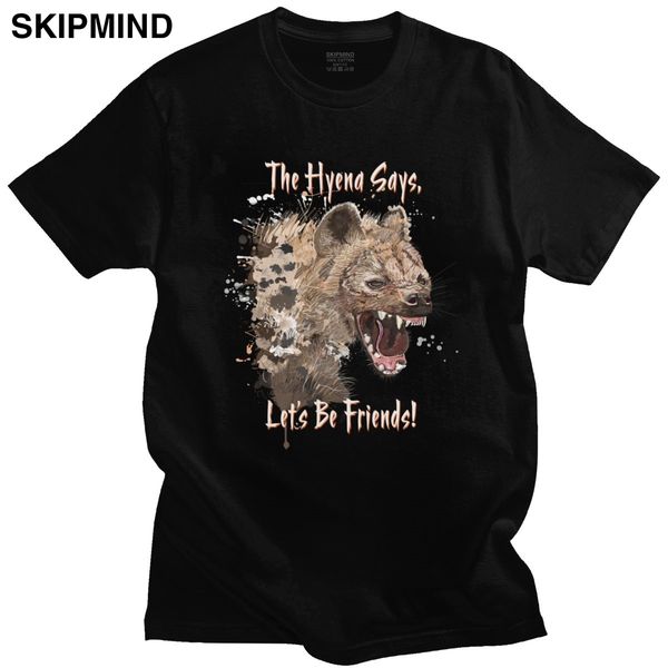

hyena t shirt men pure cotton africa safari wilderness t-shirt furry animal hyaenas tee short sleeve casual tshirt merch