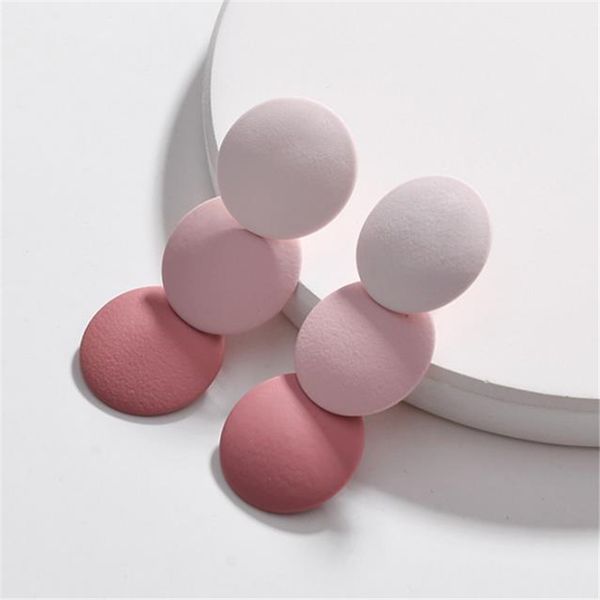 

dangle & chandelier 3 layer gradient disc earrings for women 2021 design pink blue grey metal elegant jewelry aros mujer oreja, Silver