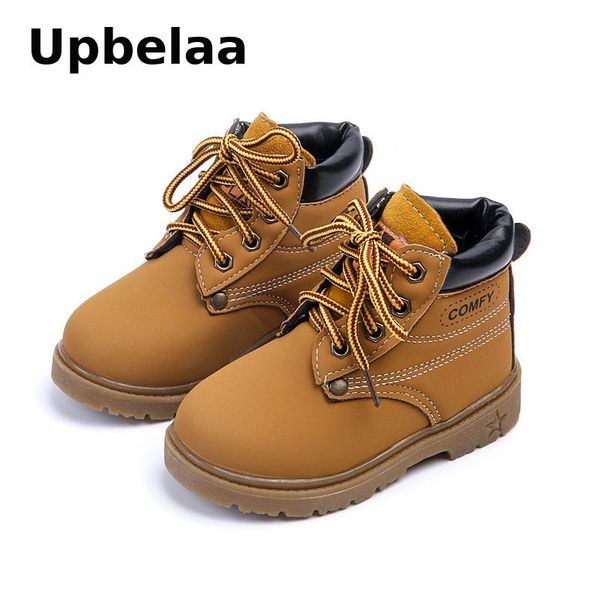 

new 2020 pu leather winter children boots boys plush martin boots casual warm ankle shoes kids fashion sneakers baby snow, Black;grey