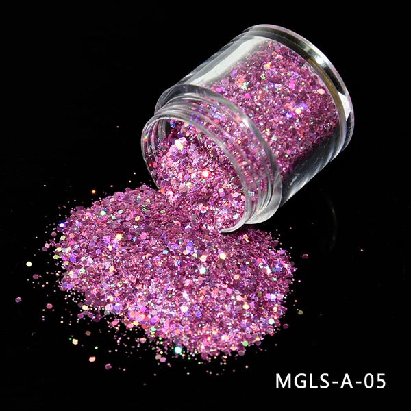 

nail glitter 12 colors powder mix holo hexagon sequin flakes paillettes sparkles manicure holographic 10g, Silver;gold