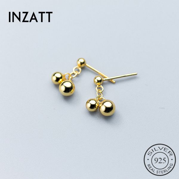 

inzaol bead metal dangle drop earrings fashion 925 sterling silver jewelry for women party gift gold color trendy accessories