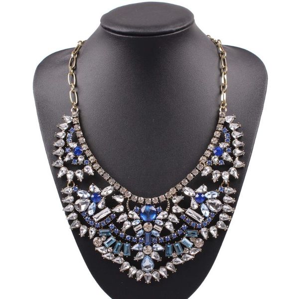 

pendant necklaces 2021 arrival design fashion brand statement necklace for women chunky crystal chain jewelry wholesale, Silver