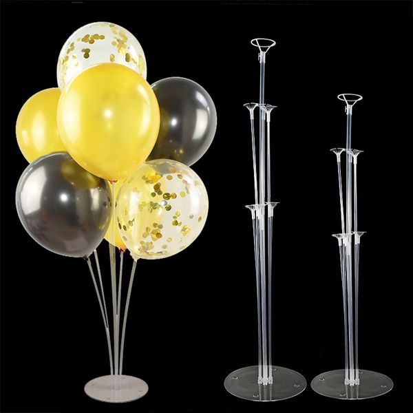 

party decoration 7 tubes balloons holder column stand clear plastic balloon stick kids birthday wedding accessories