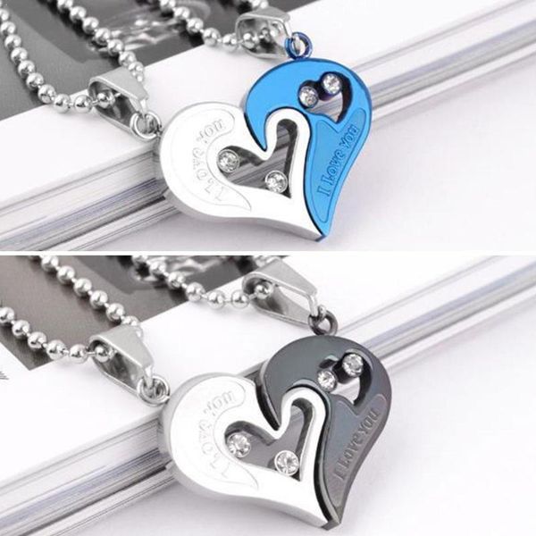 

pendant necklaces 1 pair fashion couple heart shape i love you couples necklace jewelry lovers i7s9, Silver