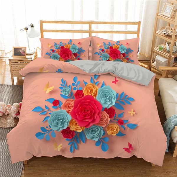 

modern flower 3d duvet cover set boho bedding set for adults bedclothes 2/3pcs double  king twin size bed