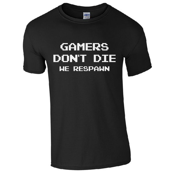 

new camisetas hombre gamers don't die we respawn t-shirt funny gaming present kids mens gift cotton short sleeve t shirt