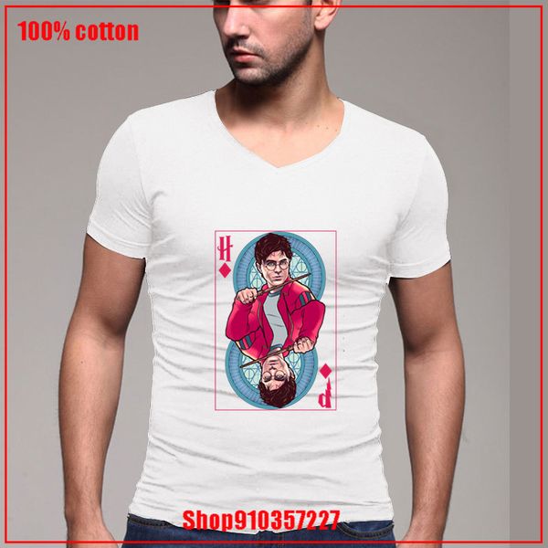 

гарри поттер любовь-of diamonds summer hot sale t- рубашка новая мужская v шеи топы tee shirt slim fit коротким рукавом случайные футболки