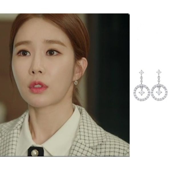 

style9 yoo in na line circle silver color ear korean drama star same tv earrings for women girls pendientes