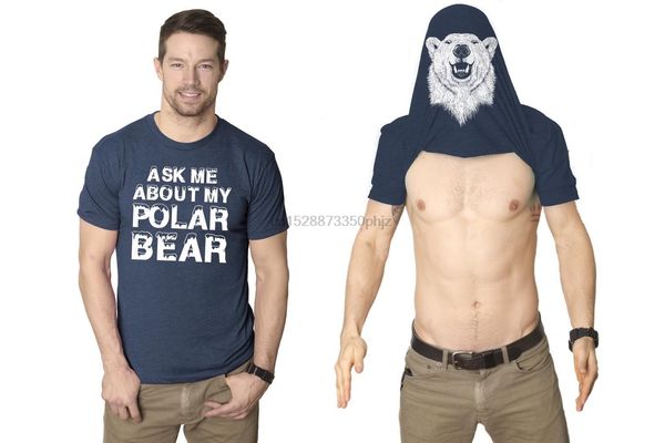 

ask me about my polar bear t shirt funny zoo animal flip up tee cartoon t shirt men new fashion tshirt ing