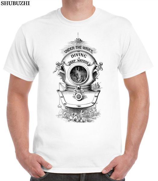 

shubuzhi fashion cotton men t shirt custom victorian diver illustration t-shirt.victoriana scuba vintage dive muscle t shirt