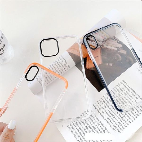 

for iphone 11 pro max simple 2-color clear transparent soft phone case for iphone 6 6s 7 7plus 8 plus x xr xs max cover wholesale