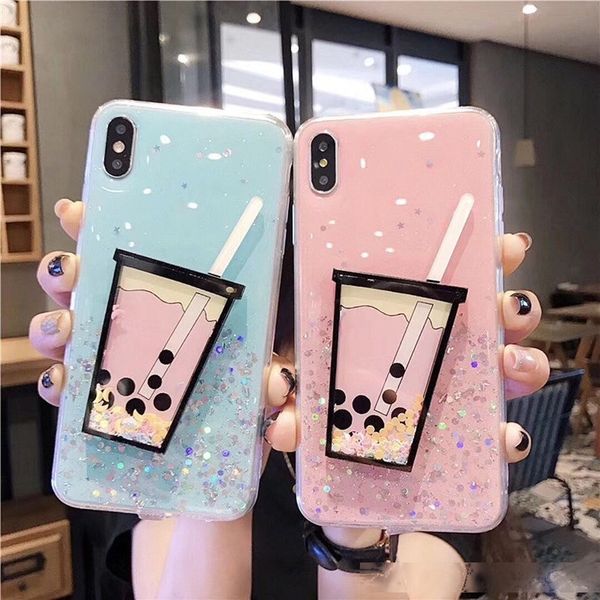 

luxury 3d drink cup quicksand phone case glitter drift sand soft back cover for iphone 11 pro max xs max xr 6 6s 7 8 plus