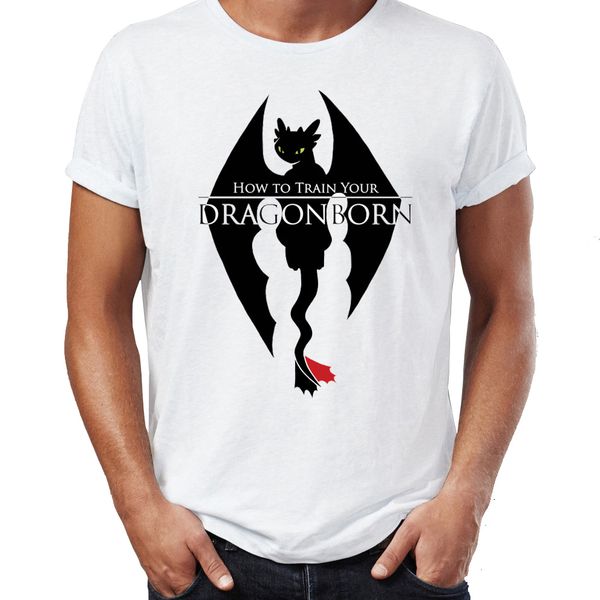 

men's t shirt skyrim dragonborn toothless dragon funny awesome artwork printed tee