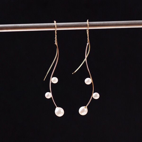 

sinya 18k gold tassel drop earring with natural round high luster pearls fashion design 2020 new arrival for women ladies girls, Silver