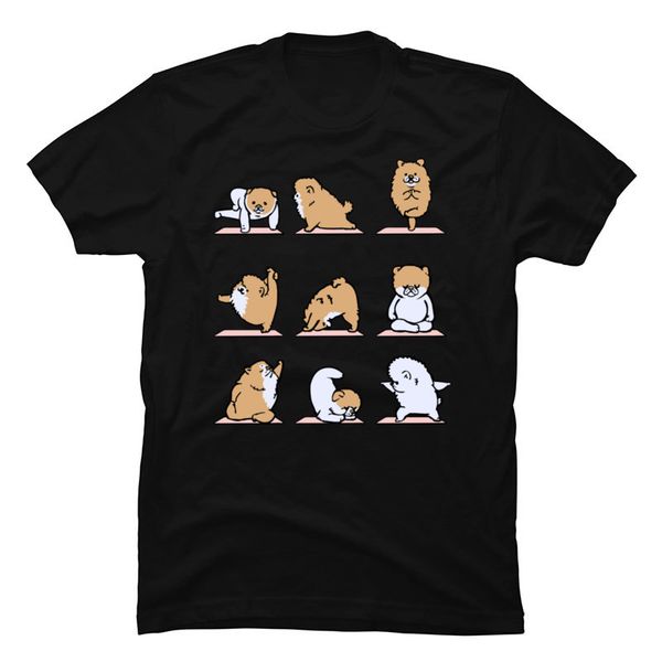 

cute graphic pomeranian t-shirt yo-ga bichon dog physical training funny tshirt for men 100% cotton clothing ing