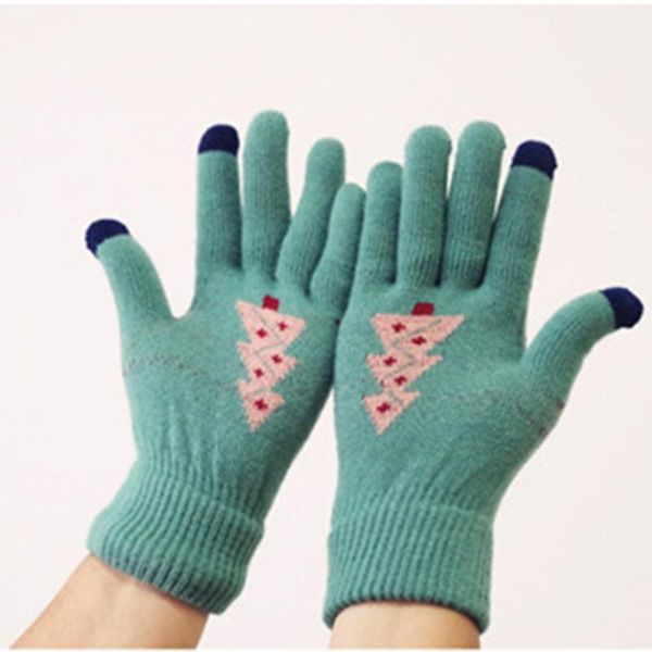 

new winter warm women gloves knitted mittens girls stretch gift gloves youthful guantes touchscreen xmas mittens, Blue;gray